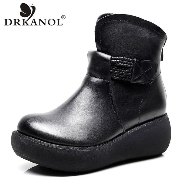 drkanol women winter snow boots handmade retro genuine leather wedges heel platform ankle boots for women warm shoes botas mujer, Black
drkanol women winter snow boots handmade retro genuine leather wedges heel platform ankle boots for women warm shoes botas mujer, Black