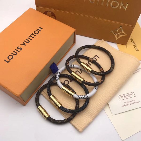 luxury leather bracelets bangles women men 19cm 316l stainless steel designer statement bracelet pulseiras jewelry accessories with box, Black
luxury leather bracelets bangles women men 19cm 316l stainless steel designer statement bracelet pulseiras jewelry accessories with box, Black