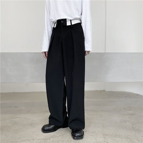 ewq / men's wear black color block patchwork waist design suit pants male wide leg straight mop pants 2020 fashion autumn 9y3393, White;black
ewq / men's wear black color block patchwork waist design suit pants male wide leg straight mop pants 2020 fashion autumn 9y3393, White;black