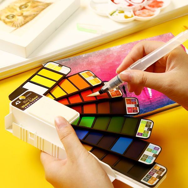 gift sets superior 18/25/33/42 solid watercolor paint set with water brush pen foldable travel color pigment for draw drop
gift sets superior 18/25/33/42 solid watercolor paint set with water brush pen foldable travel color pigment for draw drop