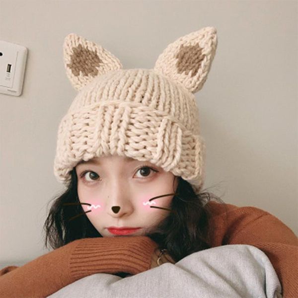 fashion kawaii lady girls winter warm windproof knitting wool cat ear beanie ski hat cute knitted cap, Blue;gray
fashion kawaii lady girls winter warm windproof knitting wool cat ear beanie ski hat cute knitted cap, Blue;gray