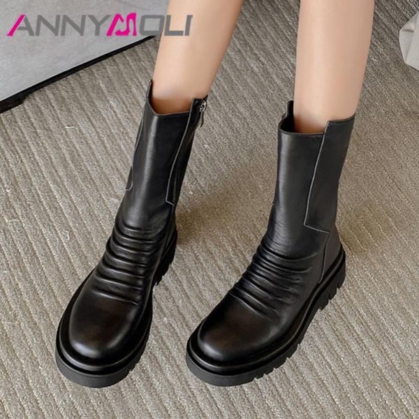boots annymoli real leather platform high heel mid calf women shoes zipper block heels pleated lady autumn winter black 43
boots annymoli real leather platform high heel mid calf women shoes zipper block heels pleated lady autumn winter black 43