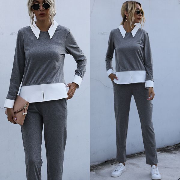 2020 осень и зима новый стиль amazon приграничное внешней торговли в европе и америке мода элегантный joint деловой костюм женский, Gray 
2020 осень и зима новый стиль amazon приграничное внешней торговли в европе и америке мода элегантный joint деловой костюм женский, Gray