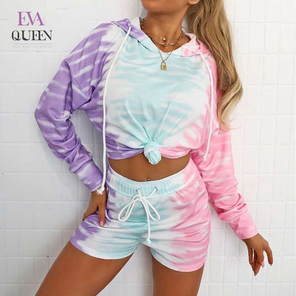 evaqueen casual tie dye two piece set autumn women tracksuit streetwear crop and drawstring shorts hoodies matching set, Gray
evaqueen casual tie dye two piece set autumn women tracksuit streetwear crop and drawstring shorts hoodies matching set, Gray