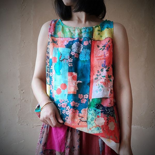 women's tanks & camis johnature print ramie thanks 2021 summer o-neck vintage sleeveless linen women casual all-match loose, White 
women's tanks & camis johnature print ramie thanks 2021 summer o-neck vintage sleeveless linen women casual all-match loose, White