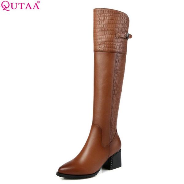 qutaa 2020 женская обувь из натуральной кожи + пу над коленом high boots зимняя обувь платформа zipper boots женщины размер 34-39, Black
qutaa 2020 женская обувь из натуральной кожи + пу над коленом high boots зимняя обувь платформа zipper boots женщины размер 34-39, Black