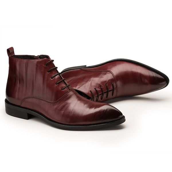 england style pointed toe genuine leather boots men spring autumn brand lace up zipper work shoes man fashion boots buty, Black
england style pointed toe genuine leather boots men spring autumn brand lace up zipper work shoes man fashion boots buty, Black
