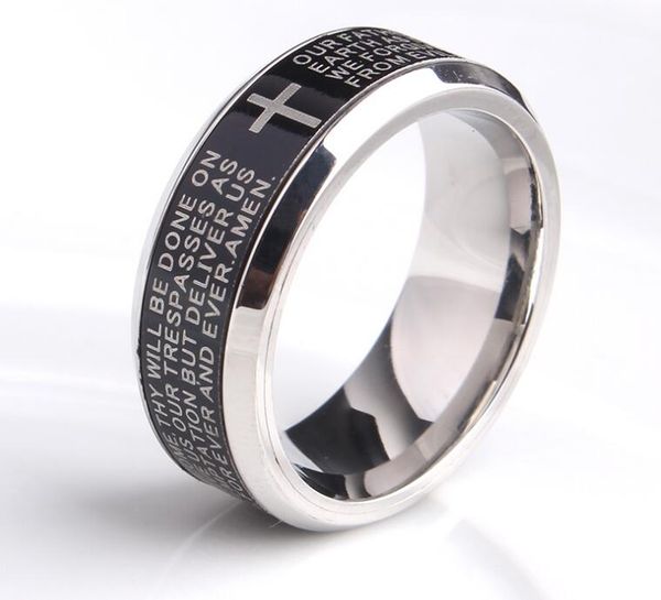 8mm men's titanium stainless steel bible finger rings verse christian lord's prayer cross ring wedding bands laser engraved for me, Silver
8mm men's titanium stainless steel bible finger rings verse christian lord's prayer cross ring wedding bands laser engraved for me, Silver