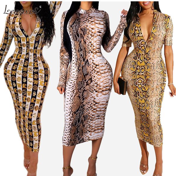 style women's snakeskin printed v-neck long sleeve dresses mid-calf length high waist bag hips slim plus size dress, Black;gray
style women's snakeskin printed v-neck long sleeve dresses mid-calf length high waist bag hips slim plus size dress, Black;gray