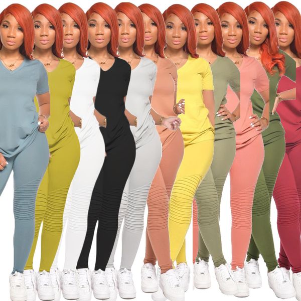 womens designers clothes women's clothing 2 piece set solid color pleated t-shirt long sleeve pants comfortable home wear sale, White
womens designers clothes women's clothing 2 piece set solid color pleated t-shirt long sleeve pants comfortable home wear sale, White