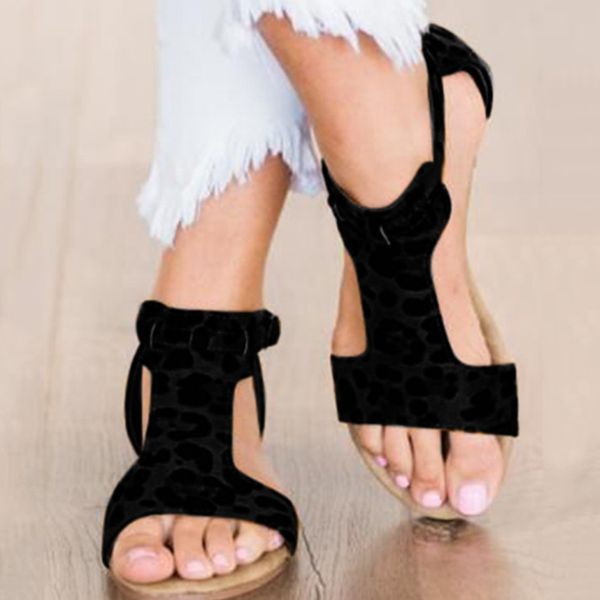 woman leopard flat women sandals ladies 2020 summer buckle strap peep toe casual comforable footwear female plus size 43, Black
woman leopard flat women sandals ladies 2020 summer buckle strap peep toe casual comforable footwear female plus size 43, Black