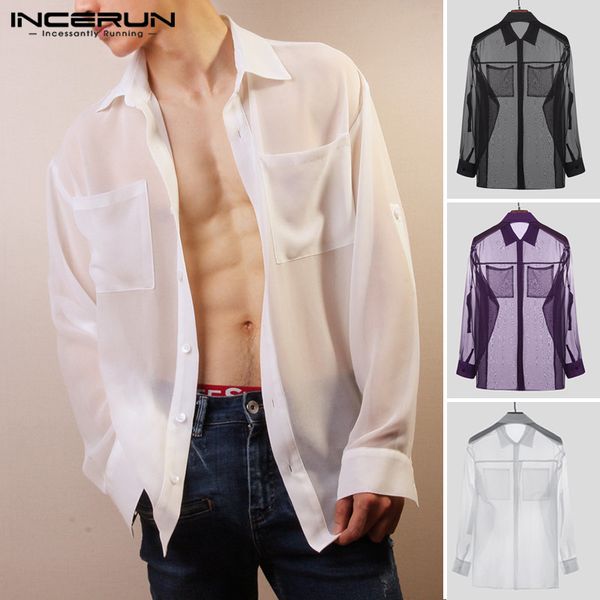 incerun fashion men mesh shirt see through long sleeve 2020 streetwear pockets nightclub party shirts men lapel s-5xl, White;black
incerun fashion men mesh shirt see through long sleeve 2020 streetwear pockets nightclub party shirts men lapel s-5xl, White;black