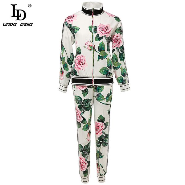 ld linda della designer autumn fashion pants 2 two pieces sets women's vintage rose flower print coat and elegant pants suits, Gray
ld linda della designer autumn fashion pants 2 two pieces sets women's vintage rose flower print coat and elegant pants suits, Gray