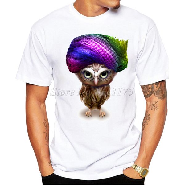2019 new arrivals cute owlet with turbandesign men's t shirt boy cool style casual t-shirt