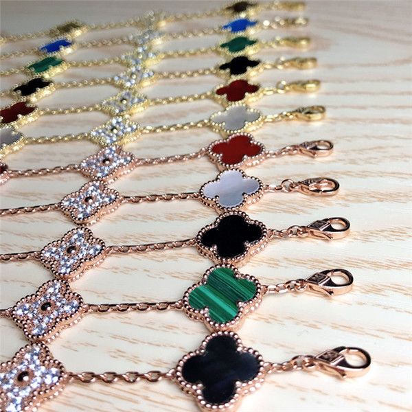 s925 sterling silver classic four leaf grass 5 flower bracelet women's korean version versatile lucky grass accessories, Golden;silver 
s925 sterling silver classic four leaf grass 5 flower bracelet women's korean version versatile lucky grass accessories, Golden;silver