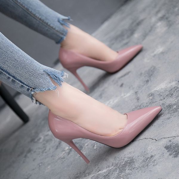 10cm nude color pointed toe high heels womens lucky bag blue large-sized shoes patent leather thin heeled shoes work shoes, Black
10cm nude color pointed toe high heels womens lucky bag blue large-sized shoes patent leather thin heeled shoes work shoes, Black