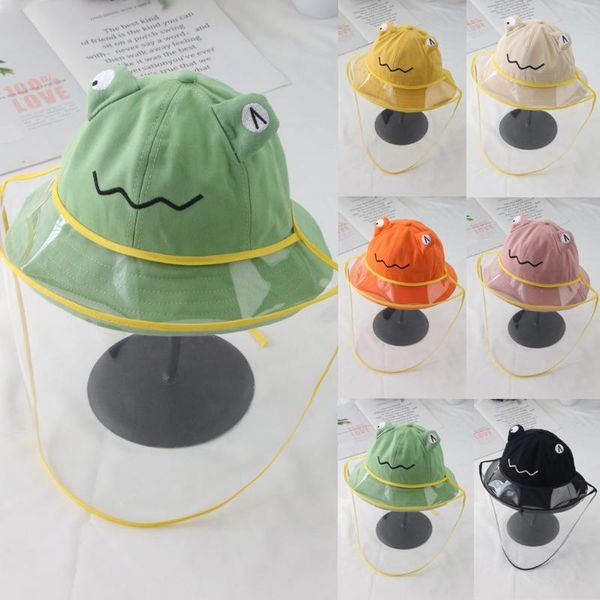 child summer cute pattern anti-spitting hat dustproof cover cap bucket hat, Yellow