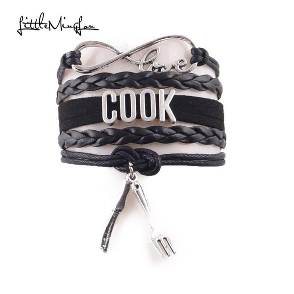 anklets little minglou 5 colors infinity love cook bracelet knife fork charm leather wrap men bracelets & bangles for women jewelry, Red;blue
anklets little minglou 5 colors infinity love cook bracelet knife fork charm leather wrap men bracelets & bangles for women jewelry, Red;blue