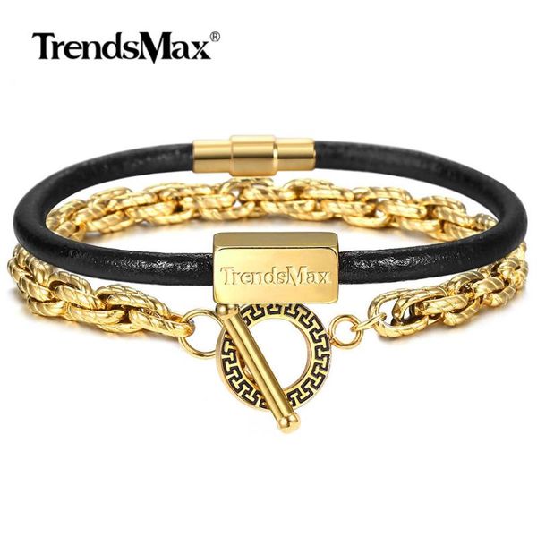 trendsmax set of 2 luxury gold stainless steel twist chain genuine leather bracelet for man women stack bracelet jewelry dlbf56, Black
trendsmax set of 2 luxury gold stainless steel twist chain genuine leather bracelet for man women stack bracelet jewelry dlbf56, Black
