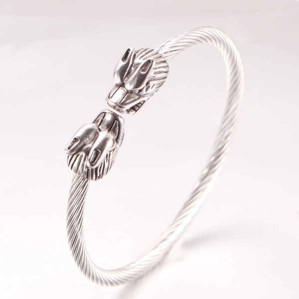 adjustable mens dragon bracelet steel twisted cable silver color polished biker jewelry, Black
adjustable mens dragon bracelet steel twisted cable silver color polished biker jewelry, Black