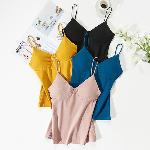 women's tanks & camis fashion cotton beauty back with chest pad women slim spaghetti strap vest summer vests, White
women's tanks & camis fashion cotton beauty back with chest pad women slim spaghetti strap vest summer vests, White