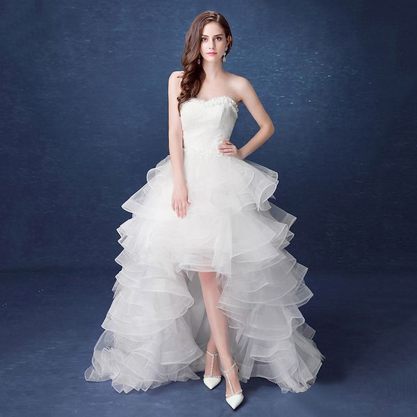 2019 New Front Short Long Back Strapless Wedding Dress Sweet Bride Dress With Train Customized Wedding Gown Vestido De Noiva L, Off white
2019 New Front Short Long Back Strapless Wedding Dress Sweet Bride Dress With Train Customized Wedding Gown Vestido De Noiva L, Off white