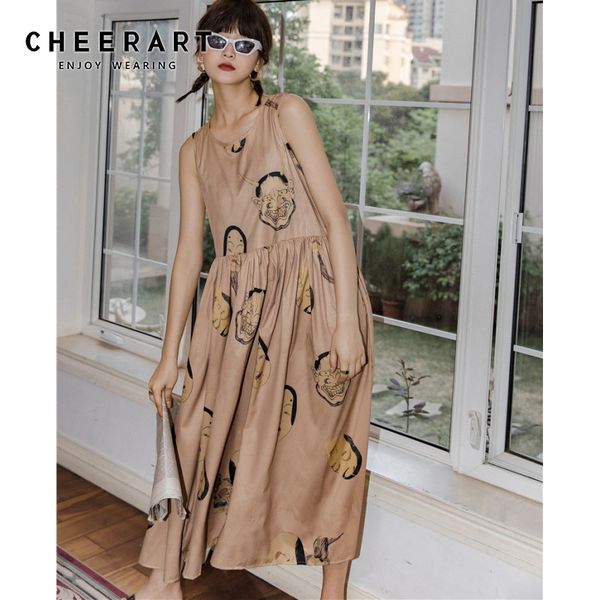 cheerart ukiyoe hannya print long sleeveless dress women vintage summer midi tank dress fashion 2020 ruched, Black;gray
cheerart ukiyoe hannya print long sleeveless dress women vintage summer midi tank dress fashion 2020 ruched, Black;gray