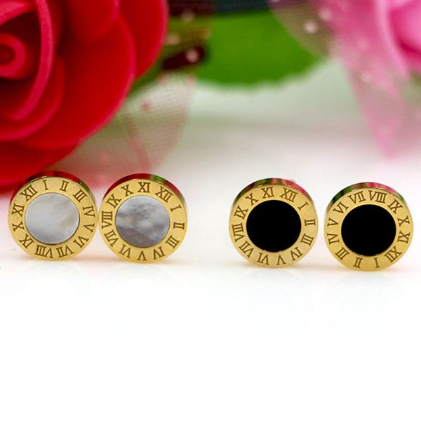 new charming white shell and black enamel roman numerals pattern round fashion stud earrings for woman, Golden;silver
new charming white shell and black enamel roman numerals pattern round fashion stud earrings for woman, Golden;silver