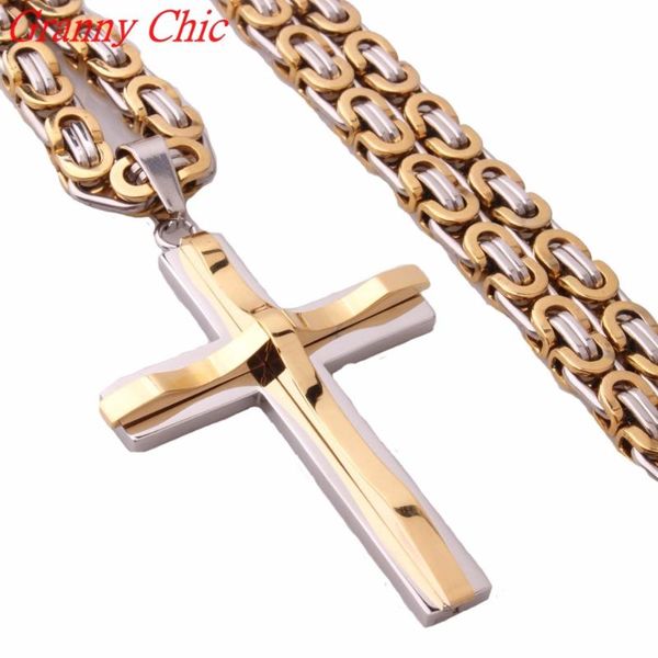 granny chic fashion 316l stainless steel cross pendant necklace link byzantine chain gold silver color 18-40" necklaces for mens
granny chic fashion 316l stainless steel cross pendant necklace link byzantine chain gold silver color 18-40" necklaces for mens