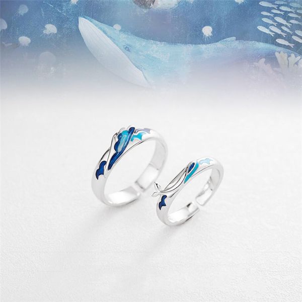 sole memory color dripping glaze waves whale sweet romantic couple 925 sterling silver female resizable opening rings sri596, Golden;silver
sole memory color dripping glaze waves whale sweet romantic couple 925 sterling silver female resizable opening rings sri596, Golden;silver