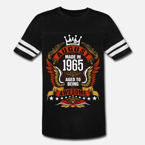 august made in 1965 aged to being awesome t shirt men customized 100% cotton round neck fit fitness authentic summer slim shirt, White;black
august made in 1965 aged to being awesome t shirt men customized 100% cotton round neck fit fitness authentic summer slim shirt, White;black