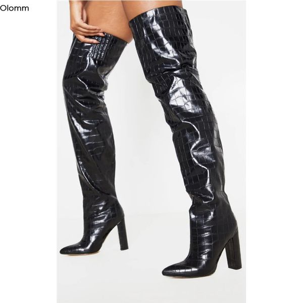 olomm handmade women over the knee boots stone pattern square heels boots pointed toe black party shoes women us size 5-10.5
olomm handmade women over the knee boots stone pattern square heels boots pointed toe black party shoes women us size 5-10.5