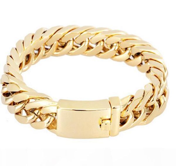 2017 pirce gifts for mens jewelry selling gold tone stainless steel cool curb link chain bracelet bangle 14mm 8.46, Black
2017 pirce gifts for mens jewelry selling gold tone stainless steel cool curb link chain bracelet bangle 14mm 8.46, Black