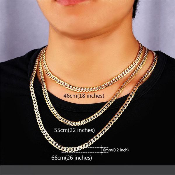 6mm gold chain 18k stamp men women 18k two tone gold plated curb chain necklace bracelet set1, Silver
6mm gold chain 18k stamp men women 18k two tone gold plated curb chain necklace bracelet set1, Silver