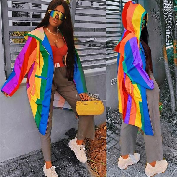 fashion panelled rainbow print womens cardigan outerwears casual loose females clothing womens mulit color designer hooded jackets, Black;brown
fashion panelled rainbow print womens cardigan outerwears casual loose females clothing womens mulit color designer hooded jackets, Black;brown