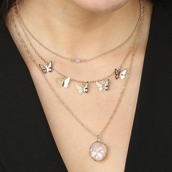 2020 new sequins super fairy butterfly necklace design sense niche female shaped natural stone pendant multilayer necklace, Silver
2020 new sequins super fairy butterfly necklace design sense niche female shaped natural stone pendant multilayer necklace, Silver
