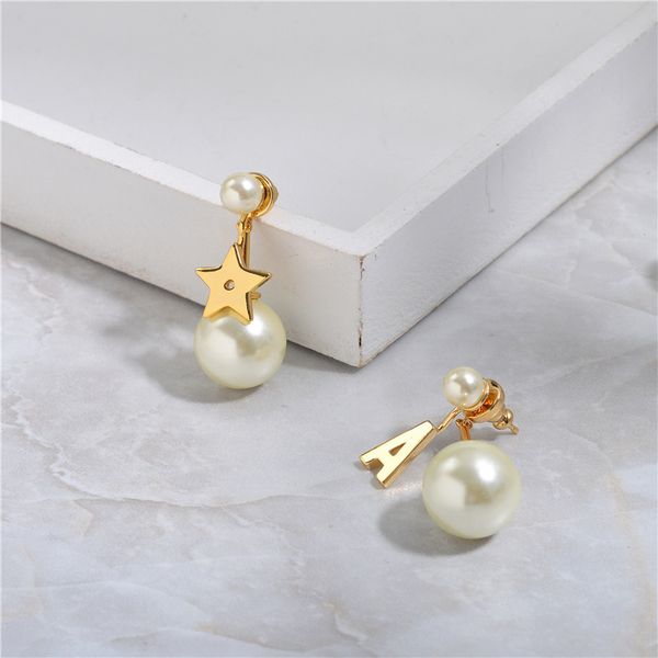 english letter pearl earrings women's k gold feeling internet celebrity temperament french earrings, White
english letter pearl earrings women's k gold feeling internet celebrity temperament french earrings, White