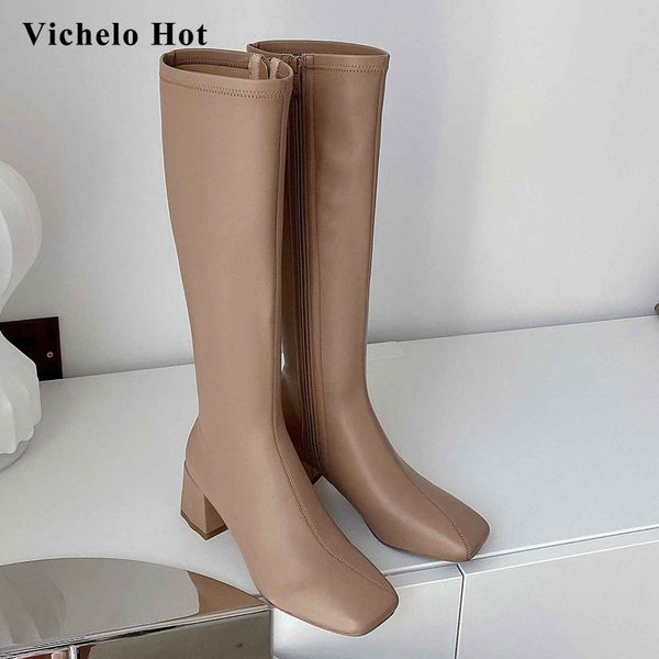 vichelo riding boots stretch high street fashion square toe thick high heel zipper elegant lady gorgeous knee boots l50, Black
vichelo riding boots stretch high street fashion square toe thick high heel zipper elegant lady gorgeous knee boots l50, Black