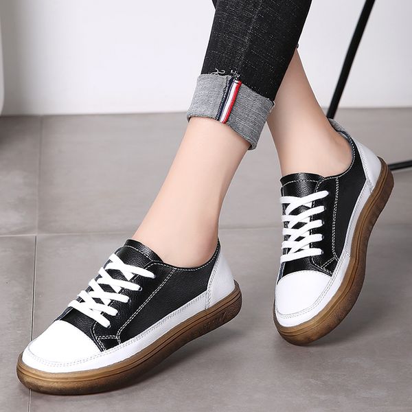 baidly fashion lady shoes lightweight thick bottom genuine leather shoes lace-up round toe women casual, Black
baidly fashion lady shoes lightweight thick bottom genuine leather shoes lace-up round toe women casual, Black