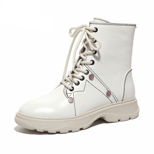 women winter ankle boots genuine leather woman shoes 2020 fashion keep warm platform round toe lace-up knight short boots ladies, Black
women winter ankle boots genuine leather woman shoes 2020 fashion keep warm platform round toe lace-up knight short boots ladies, Black