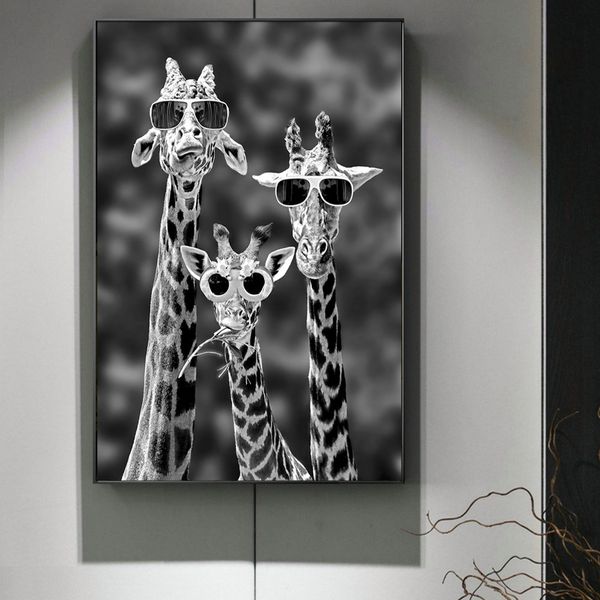 black and white giraffe family with glasses canvas wall art painting on wall decor poster and prints funny animal picture
black and white giraffe family with glasses canvas wall art painting on wall decor poster and prints funny animal picture