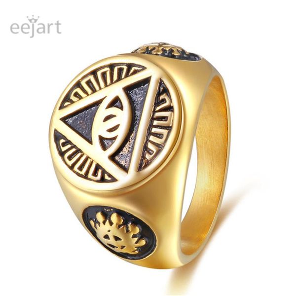 men's jewelry illuminati pyramid eye symbol 316l stainless steel signet ring, Golden;silver
men's jewelry illuminati pyramid eye symbol 316l stainless steel signet ring, Golden;silver