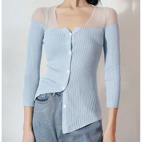 irregular v neck mesh female single breasted autumn long sleeve knitwear patchwork stretch pullover jumpers women sweater, White;black
irregular v neck mesh female single breasted autumn long sleeve knitwear patchwork stretch pullover jumpers women sweater, White;black