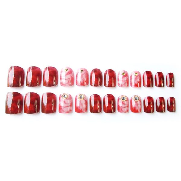 fashion fashion 24pcs/set rendering nails acrylic fake fingernails full cover false nails simple middle-long size lady full nail, Red;gold 
fashion fashion 24pcs/set rendering nails acrylic fake fingernails full cover false nails simple middle-long size lady full nail, Red;gold