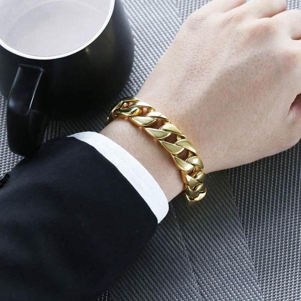 15mm heavy 316l stainless steel bracelet wristband gold tone round curb cuban link chain for mens boys jewelry gifts lhb123a, Black
15mm heavy 316l stainless steel bracelet wristband gold tone round curb cuban link chain for mens boys jewelry gifts lhb123a, Black