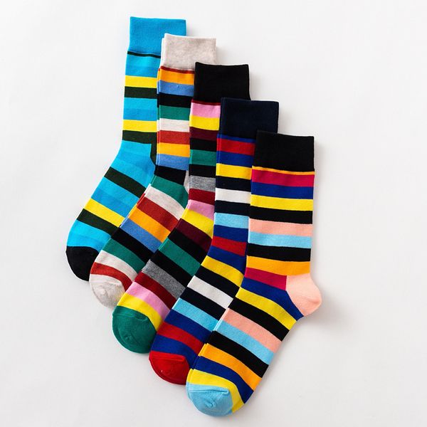 colorful stripe jacquard casual business sneakers men happy socks, Black
colorful stripe jacquard casual business sneakers men happy socks, Black