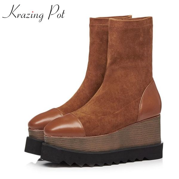 krazing pot 2020 genuine leather flock waterproof winter shoes square toe high heels slip on big size stretch mid-calf boots l82, Black
krazing pot 2020 genuine leather flock waterproof winter shoes square toe high heels slip on big size stretch mid-calf boots l82, Black