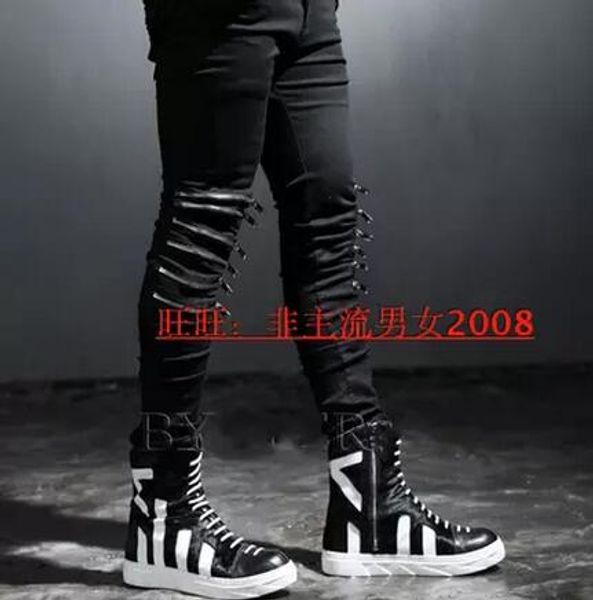 men's new clothing personality hip-hop skinny jeans small leg pants stretch knee zipper plus size singer ds dj costumes 30-42, Blue
men's new clothing personality hip-hop skinny jeans small leg pants stretch knee zipper plus size singer ds dj costumes 30-42, Blue