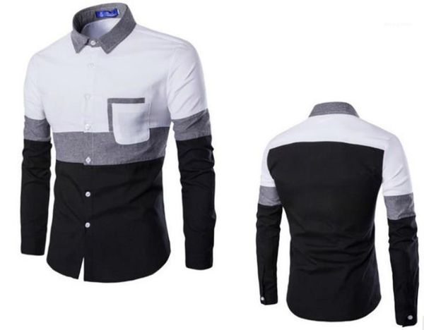 teenager shirts men clothing mens designer patchwork color shirts casual lapel neck long sleeve shirts fashion, White;black
teenager shirts men clothing mens designer patchwork color shirts casual lapel neck long sleeve shirts fashion, White;black