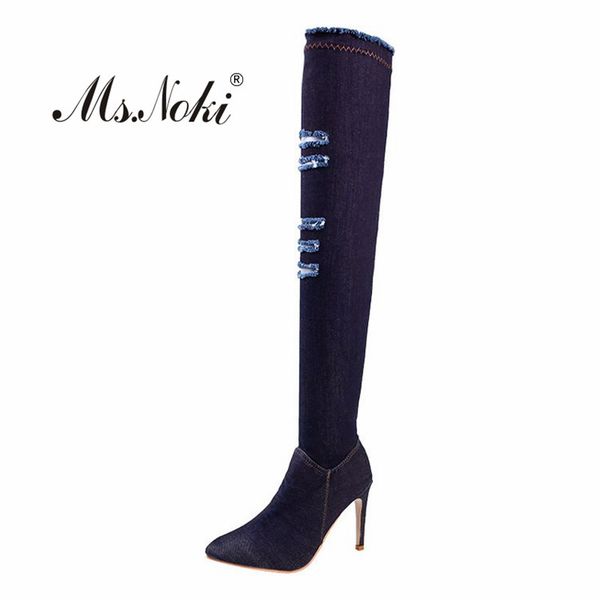 ms.noki fashion high heel women boots solid thin heel zip ladies shoes winter pointed toe denim woman boots of hollow shoes, Black
ms.noki fashion high heel women boots solid thin heel zip ladies shoes winter pointed toe denim woman boots of hollow shoes, Black